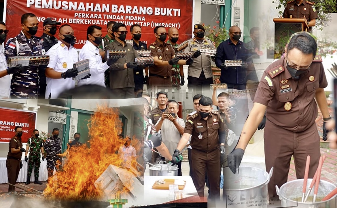 Pada pemusnahan yang turut dihadiri oleh stakeholder terkait, barang bukti dari 89 perkara Pidana Umum dan Pidana Khusus dihancurkan.(Foto: Istimewa)