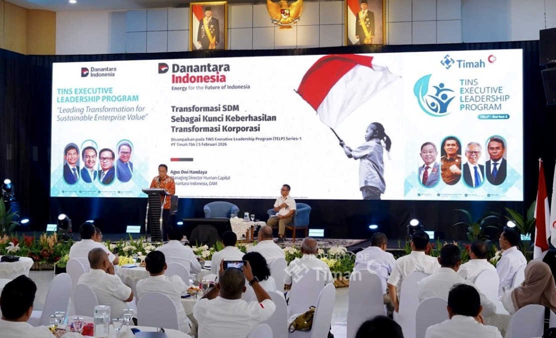 Melalui Division Human Capital, perusahaan menggelar TINS Executive Leadership Program (TELP) Series 1 bertema “Leading Transformation for Sustainable Enterprise Value” yang berlangsung di Graha Timah PT Timah Tbk, Kamis hingga Sabtu, 5–7 Februari 2026.(Foto: Istimewa)