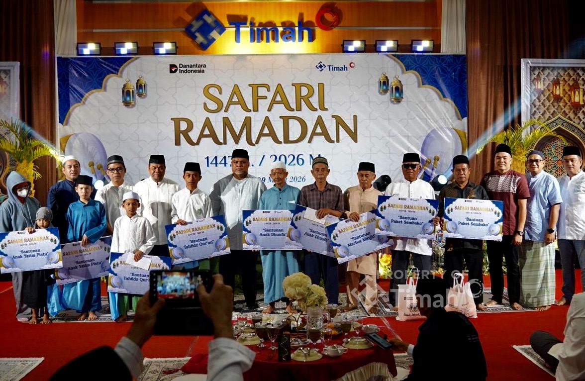 PT Timah (Persero) Tbk melanjutkan rangkaian kegiatan Safari Ramadan di wilayah operasional perusahaan sebagai upaya mempererat silaturahmi sekaligus memperkuat nilai kebersamaan di lingkungan perusahaan dan masyarakat, Senin (9/3/2026).(Foto: Istimewa)