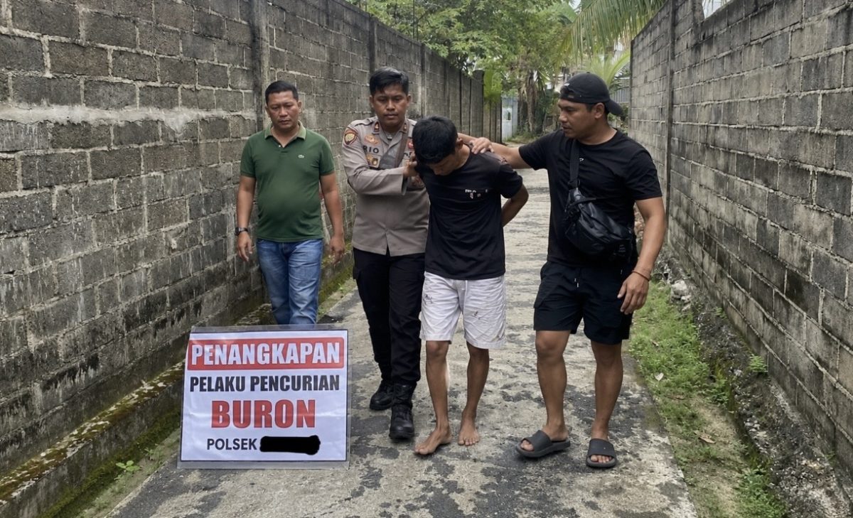 Pelarian pria berinisial RR alias A (30), pencuri amatir yang meresahkan warga Tanjungbatu Kota, berakhir di tangan Unit Reskrim Polsek Kundur.(Foto: Istimewa)