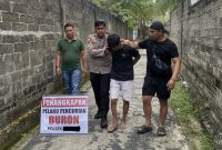 Pelarian pria berinisial RR alias A (30), pencuri amatir yang meresahkan warga Tanjungbatu Kota, berakhir di tangan Unit Reskrim Polsek Kundur.(Foto: Istimewa)