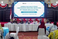 PT Timah (Persero) Tbk kembali memperbarui Dokumen Rencana Induk Pengembangan dan Pemberdayaan Masyarakat (RIPPM) demi mendongkrak kesejahteraan warga Karimun. Langkah strategis ini dimatangkan lewat konsultasi publik yang melibatkan berbagai pihak di Gedung Nasional Karimun, Kamis (3/9/2026).(Foto: Istimewa)